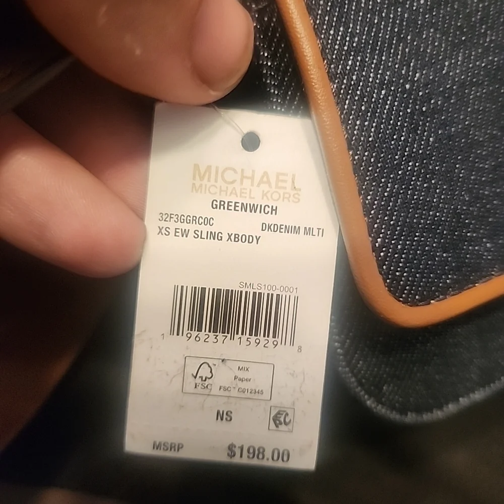 Michael Kors Denim and Tan Leather Crossbody Bag - Blue - Picture 2 of 8